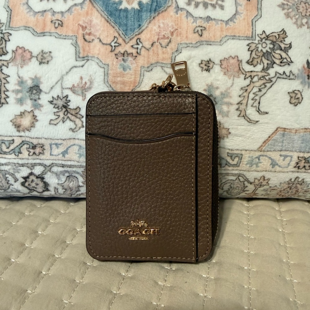 Coach Dark Brown Leather Card Wallet